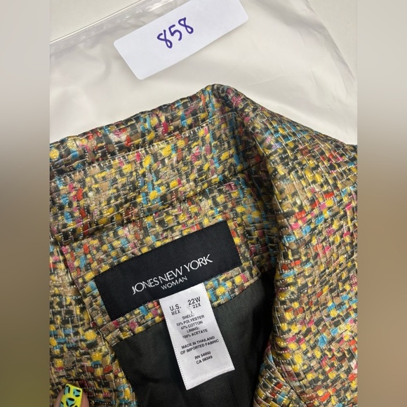 Jones New York Womens Multicolor Button Blazer Size 22W Plus New Boxy Textured - Picture 5 of 7
